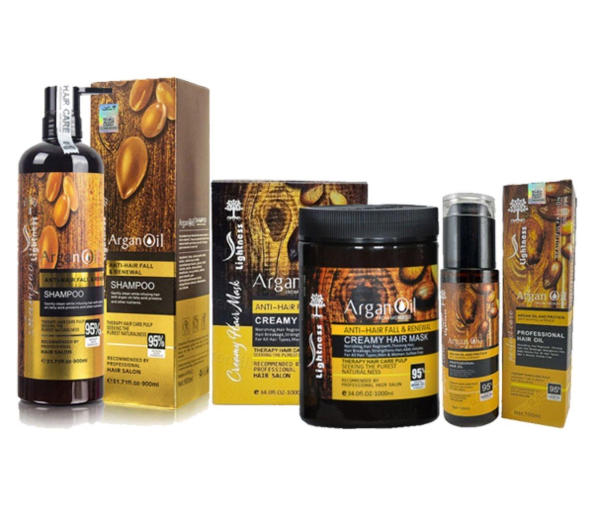 ست مراقبت مو آرگان – شامپو، ماسک، روغن و اسپری دوفاز بدون سولفات